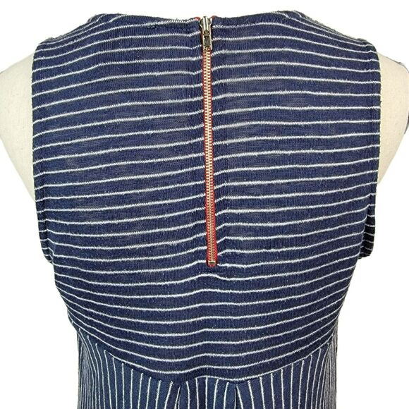 W5 Tank Top Womens Sz M Blue White Striped‎ Exposed Back Zipper High Low Knit - Picture 5 of 6